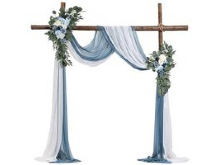 VEVOR Künstliches Blumenset für Hochzeit Bogen, blaue Blumen für Traubogen mit Vorhängen (4er-Set) – 2 Blumenarrangements, 2 transparente Vorhänge, für Zeremoniensträuße, Empfangshintergrunddekoration