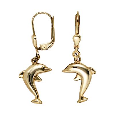 Paar Ohrhänger JOBO "Delfin", gold (gelbgold 333), Ohrringe, Damen, Gelbgold 333, 333 Gold