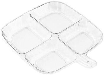Everyday Crate 4 Compartment Snack & Spice Serving Tray With Handle Food Storage Organizer transparent