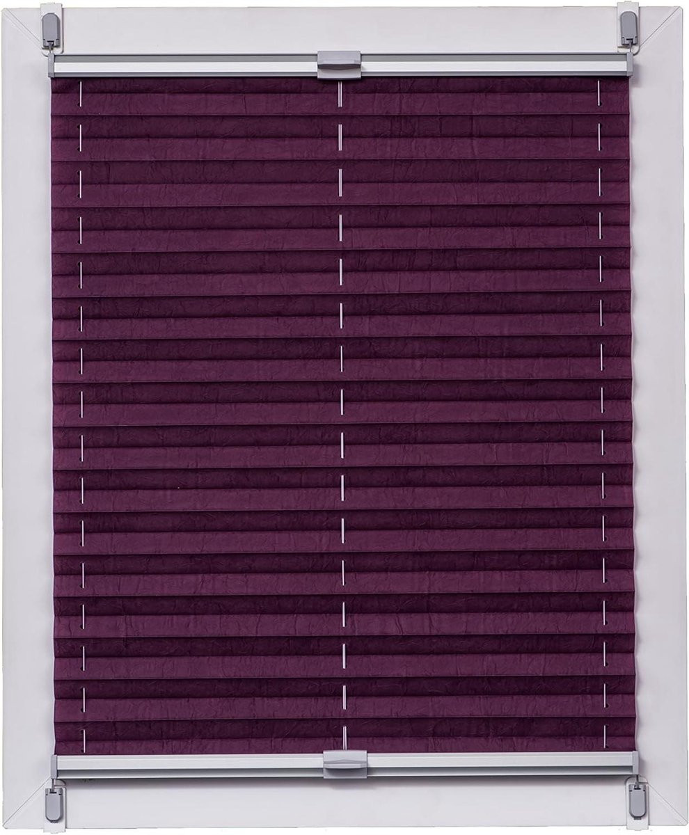 Plisségordijn Klemfix met Crush Dessin in Violet, 55 x 150 cm