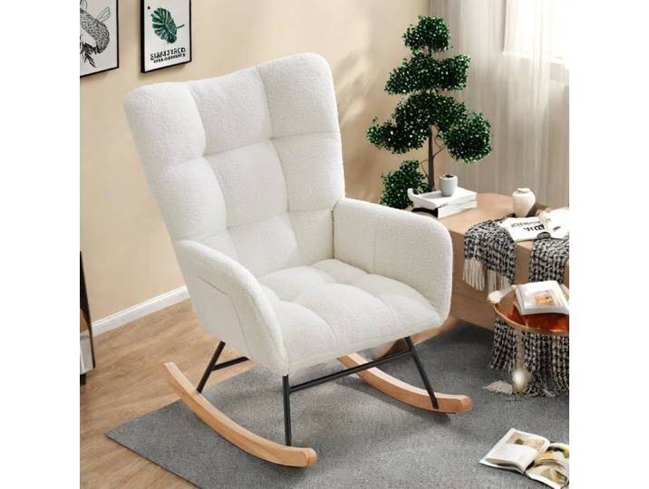 Fauteuil scandinave rocking chair 81x70x92cm beige