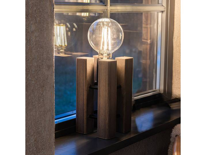 Markslöjd Tischlampe Lodge, Holz dunkel, für Wohn- / Esszimmer, Holz, Skandinavisch, Tischlampe