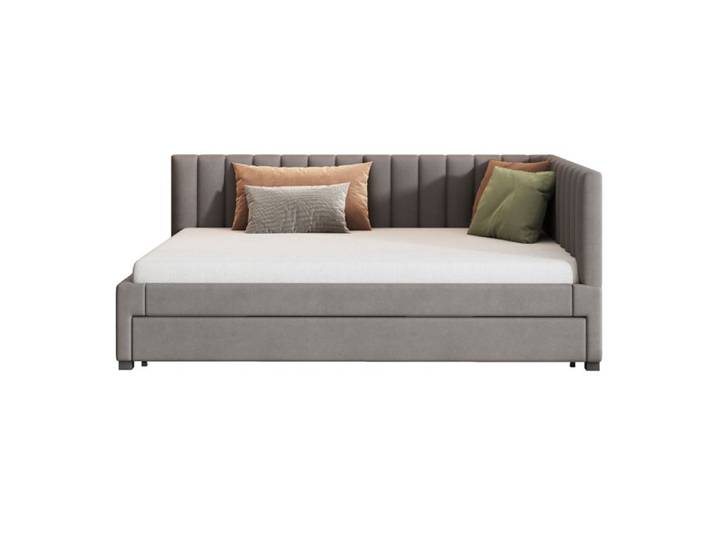 VLIVRA Lit Gigogne 3 Places Banquette Rembourrée avec Couchage Gigogne 140×200 cm et 90×190 cm sans Matelas