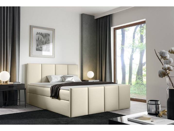 Fun Möbel Boxbett Schlafzimmerbett SVERRE in Kunstleder Madryt (inkl. Kaltschaumtopper), gepolstertes Fußteil