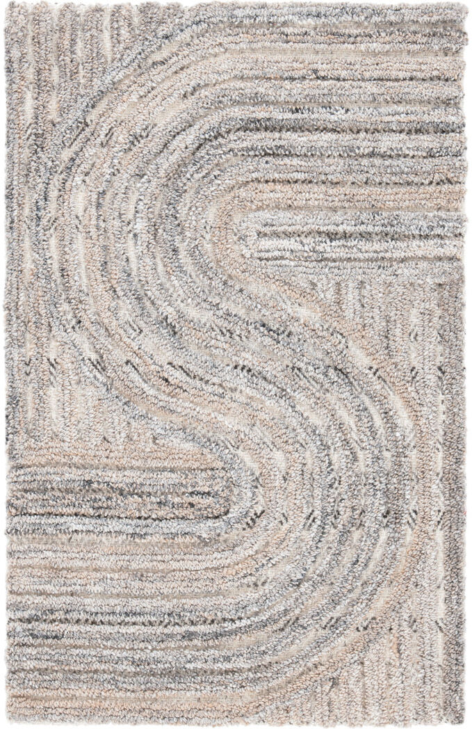 Isabelline Rosalind Abstract Wool Hand Tufted Area Rug Gray Rectangle 91 x 152cm