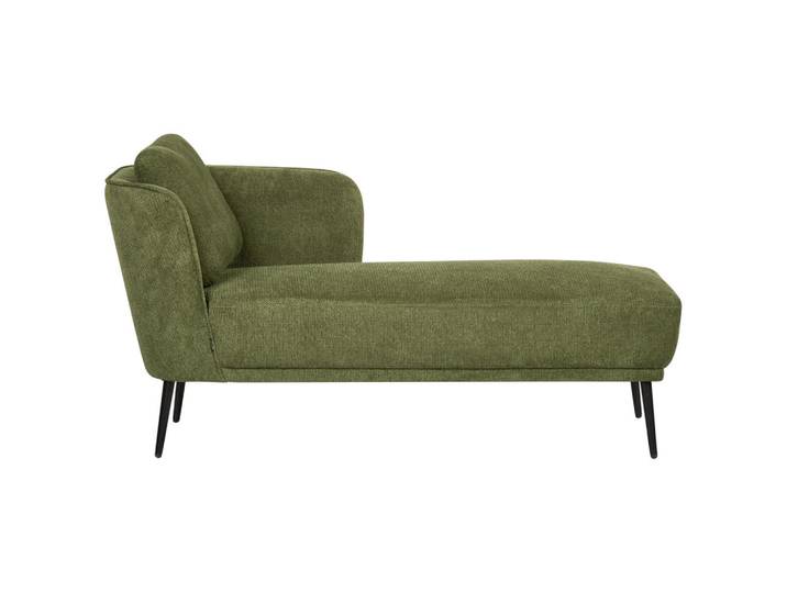 Beliani Chaiselongue-Linksseitige Stoff Dunkelgrün Artheze, Dunkelgrün, Grün, Schwarz, Kiefer, 148x70x64 cm, Wohnzimmer, Sofas & Couches, Sofas, Recamieren
