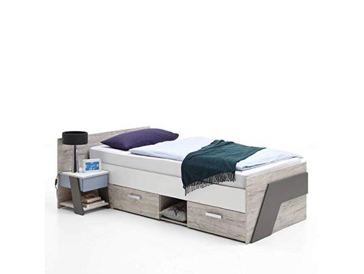 FMD furniture Tagesbett, Spanplatte, Sandeiche/Weiß/Lava, Einzel