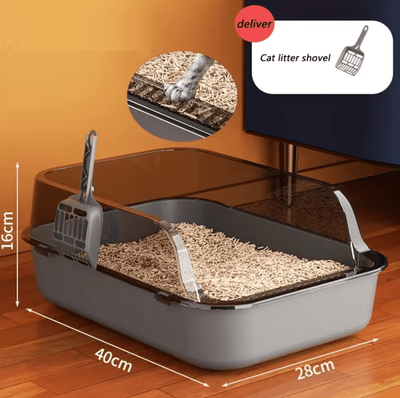 Inspire Curations Semi Enclosed Splashproof Cat Litter Box With High Sides c