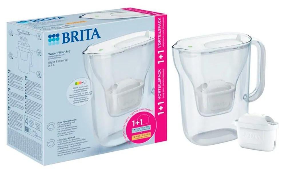 Brita Style Essential waterkan, wit, inclusief 1 filterpatroon en 1 extra kalkfilter