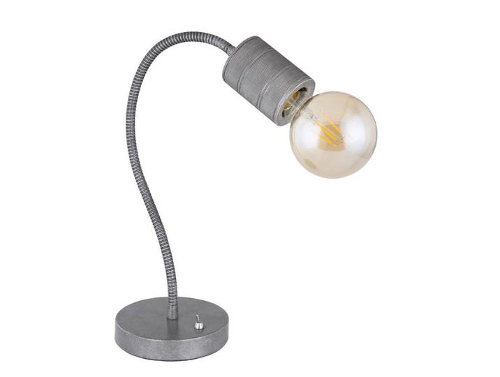 Globo Tischleuchte, Silberfarben, Metall, 14x59x26 cm, Kippschalter, Flexarm, Lampen & Leuchten, Innenbeleuchtung, Tischlampen, Tischlampen