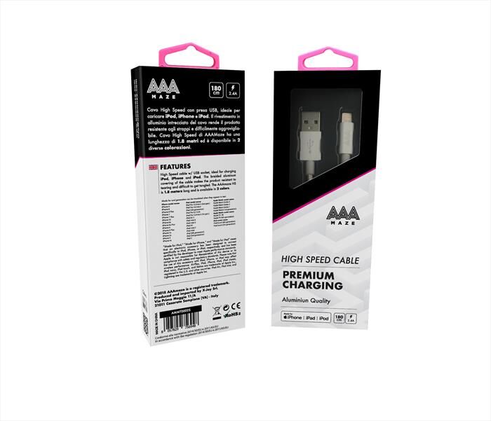 AAAMAZE Aluminum Lightning Cable 1.8m-silver