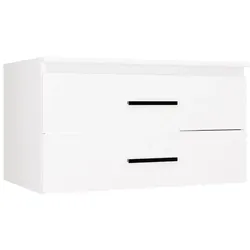 WASCHTISCHUNTERSCHRANK NEL 80 UC WEISS schwarze Griffe hängend 2 Schubladen 80 cm