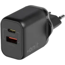 2x Onit USB-Wandladegerät Dual 1C1A 35 W GaN Schwarz (35 W, 2 Ports), USB Ladegerät, Schwarz