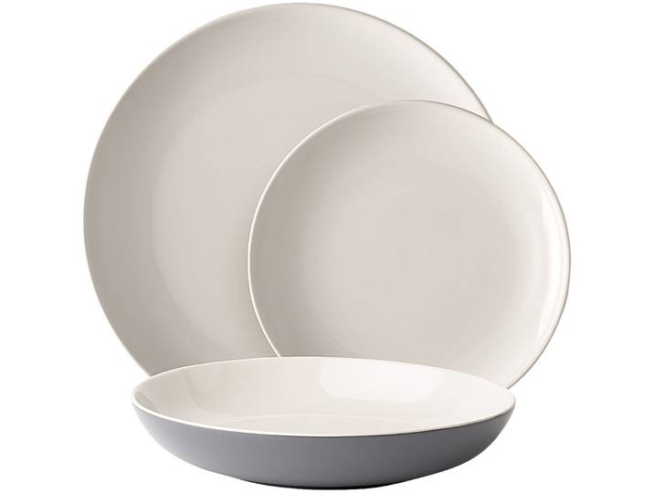 Teller-Set Elements Grau Steingut 12 Stk - Teller-Set