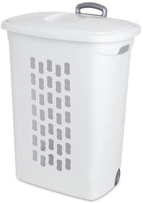 Sterilite Laundry Hamper Flip Top Lid Retractable Pull Handle Wheels, (3 Pack) - N/A