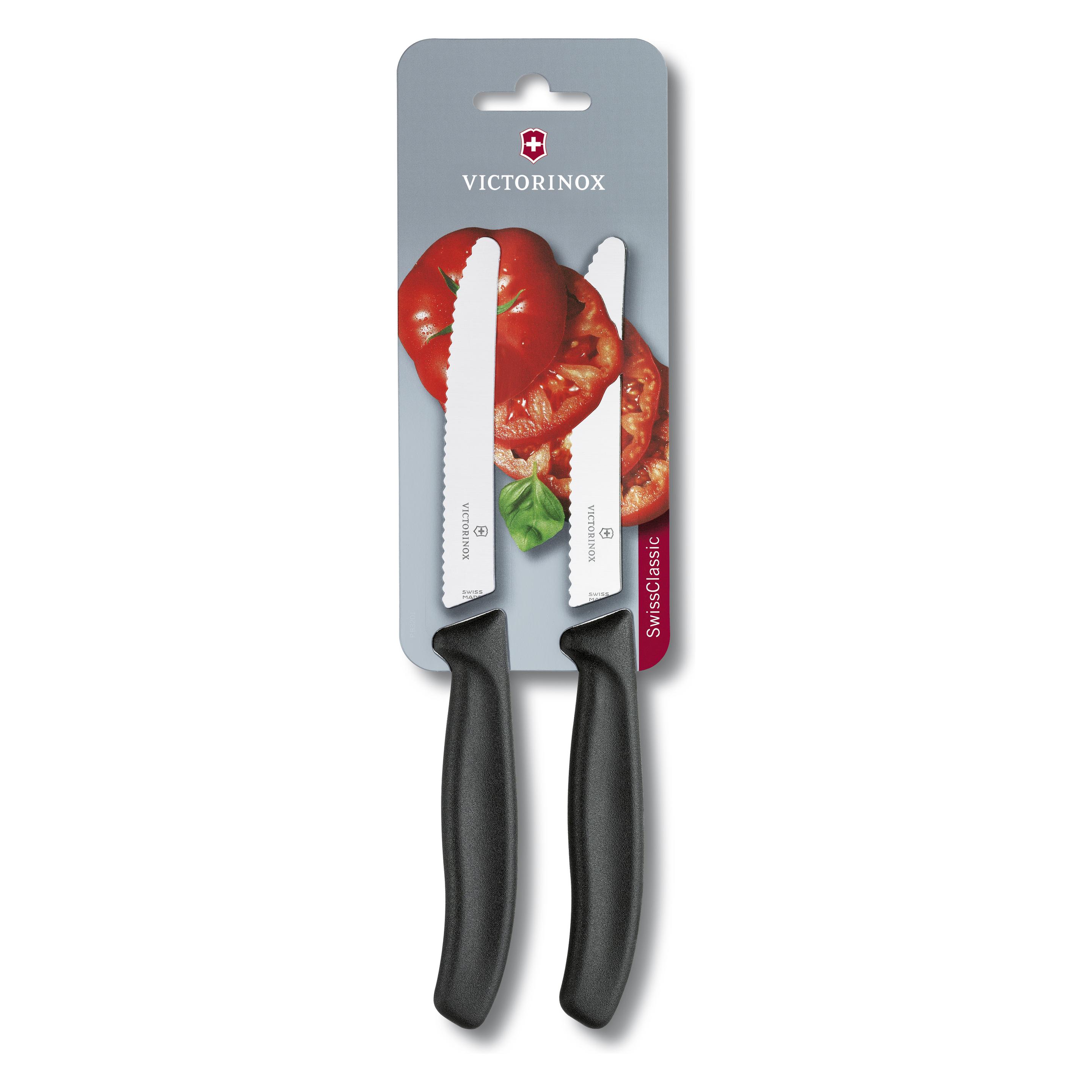 Victorinox Obst- und Gemüseschneider (2 Stück), 11 cm, gezackt, schwarz (11 cm) (6.7833.2B)