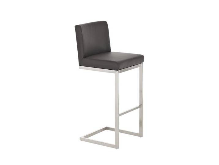 TPFLiving Barhocker Paragon Gestell Edelstahl Kunstleder - Braun