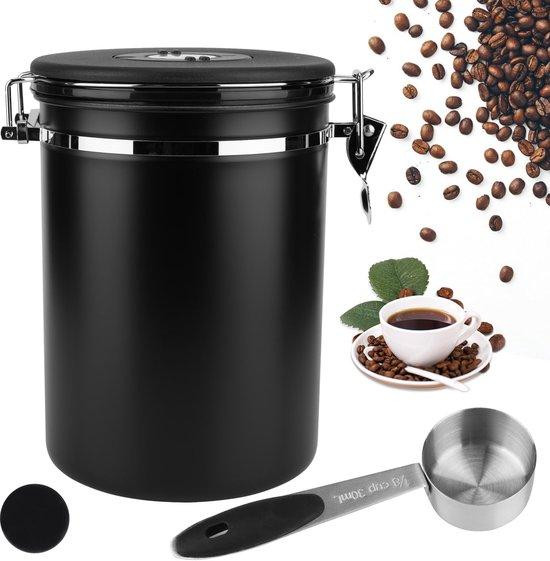 Unyqoos luchtdichte koffiecontainer van roestvrij staal met CO2-ventiel en datumweergave, 2,8 liter