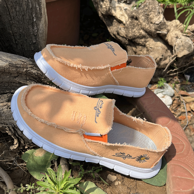 Casual Sneaker Womens Shoes, Daisy Embroidery Denim, Summer Stylish Footwear, Cheap Shoes Clearance, Lightweight ginger 44