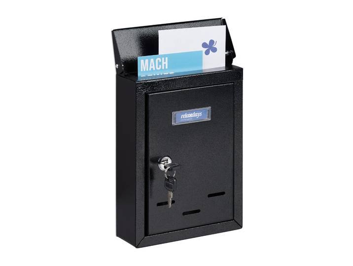 Briefkasten mit Namensschild Schwarz
