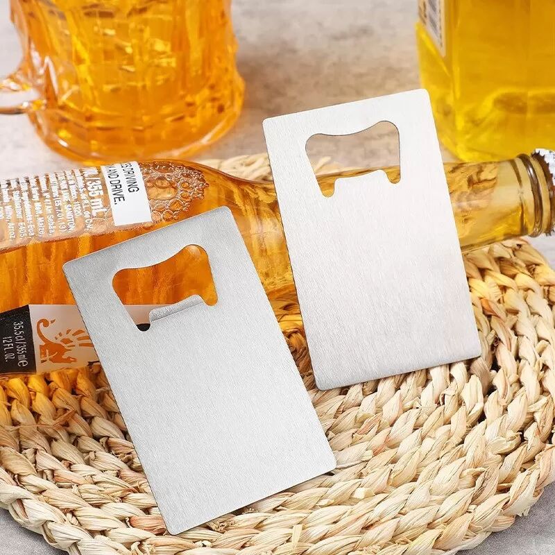 INF 6er-Set Flaschenöffner im Kreditkartenformat aus Edelstahl – Tragbares Poker-Wallet-Design