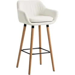 Décoshop26 - Lounge-Barhocker x1 skandinavisches Design weißer PVC-Sitz Holzbeine Metall-Fußstütze 10_0004909