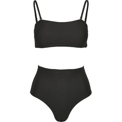 Triangel-Bikini URBAN CLASSICS "Urban Classics Damen Ladies High Waist Bandeau Bikini", Damen, Gr. XS, N-Gr, schwarz, 88% Polyester, 12% Elasthan, Bikini-Sets Triangel-Bikini
