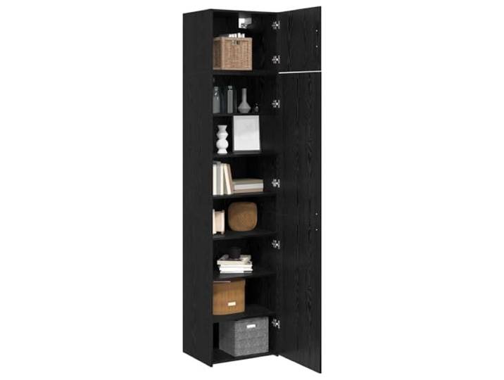 KTHLBRH Sideboard 2 Stück Eiche schwarz 50 x 41 x 225 cm Technisches Holz, 3 Abschnitte, Wandschrank und 2 hohe Schränke, modernes Design