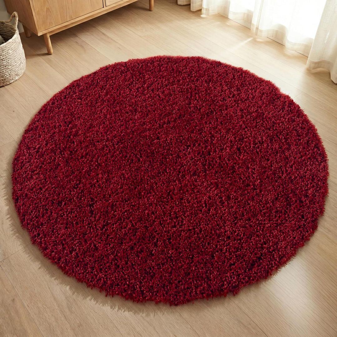 Ruglenza Home Galaxy Shaggy Area Rug Red 120 x 120 cm