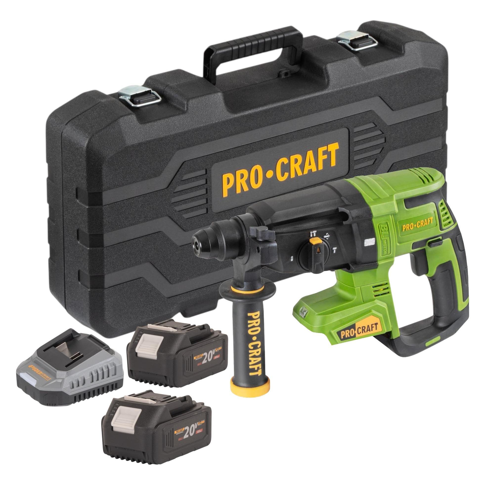 Procraft PHA40bb-c Akku Bohrhammer 20 V 2,6 J SDS plus Brushless + 2x Akku 4,0 Ah + Ladegerät + (Bohrhammer) (PHA40-bb-?)