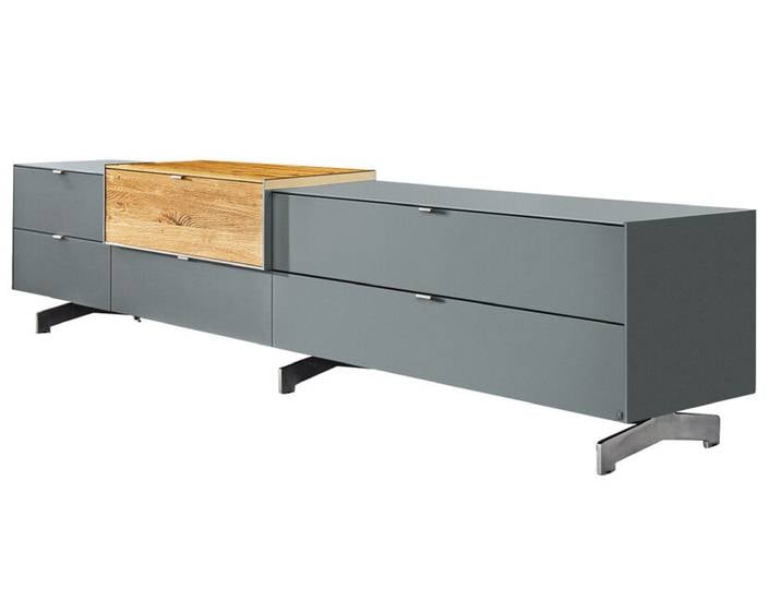 Lowboard Q-Media 2.0 grau /Eiche Akzent