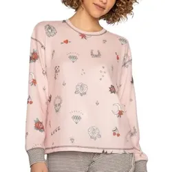 PJ Salvage Livin On The Edge Long Sleeve Shirt Rosa Muster Small Damen
