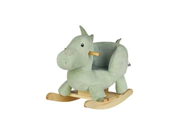 Sterntaler Schaukeltier Dino Rexi - Schaukeltier aus kuscheligem Plüsch und weicher Sitzfläche - Schaukelpferd für Kinder - Spielzeug Wippe für Baby und Kinder, pudergrün