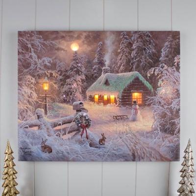 Glow Decor Holiday Home Lighted Canvas Wall Art Multi Earth , Multi Earth