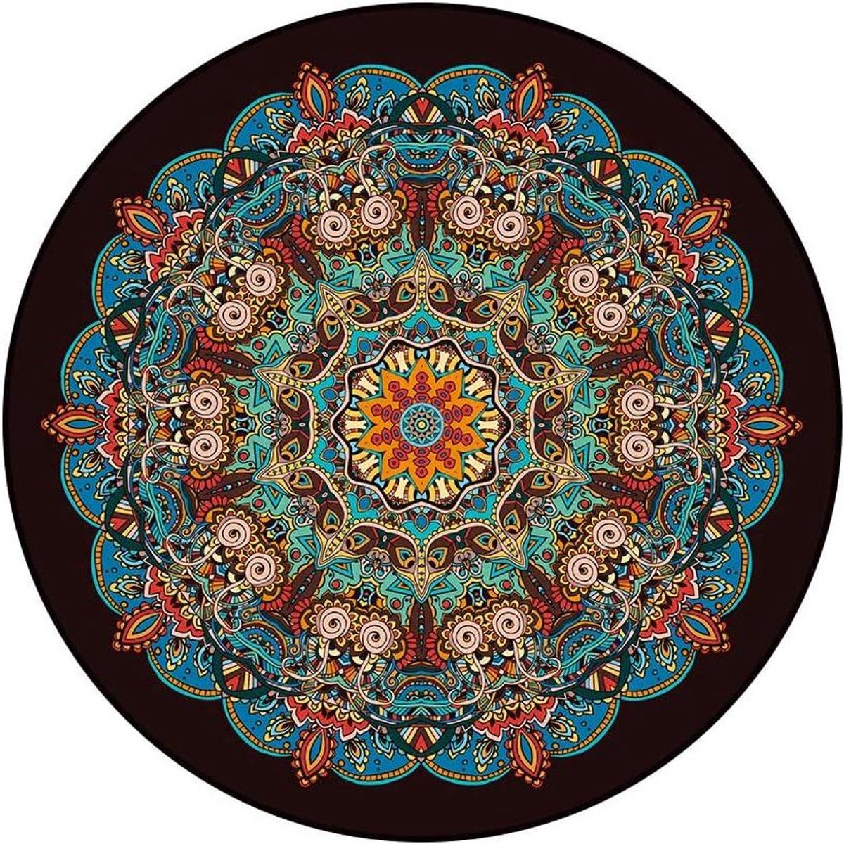 Handgeweven rond katoenen boho vloerkleed ∅ 140 cm