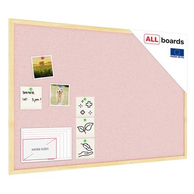 Allboards Pastellrosa Pinnwand mit Holzrahmen 90x60cm Pastellrosa Korktafel