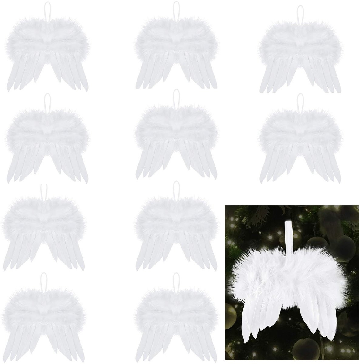 Dailygoods Engelenvleugels 10 stuks - Witte kerstdecoratie