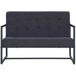 vidaXL, Sofa + Bettsofa, 2-Sitzer Sofa mit Armlehnen Dunkelgrau Stahl und Stoff (2-Sitzer)