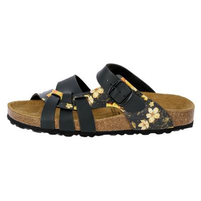 Pantolette LICO "Pantolette Bioline Flora", Damen, Gr. 36, schwarz, Synthetik, Schuhe Pantolette