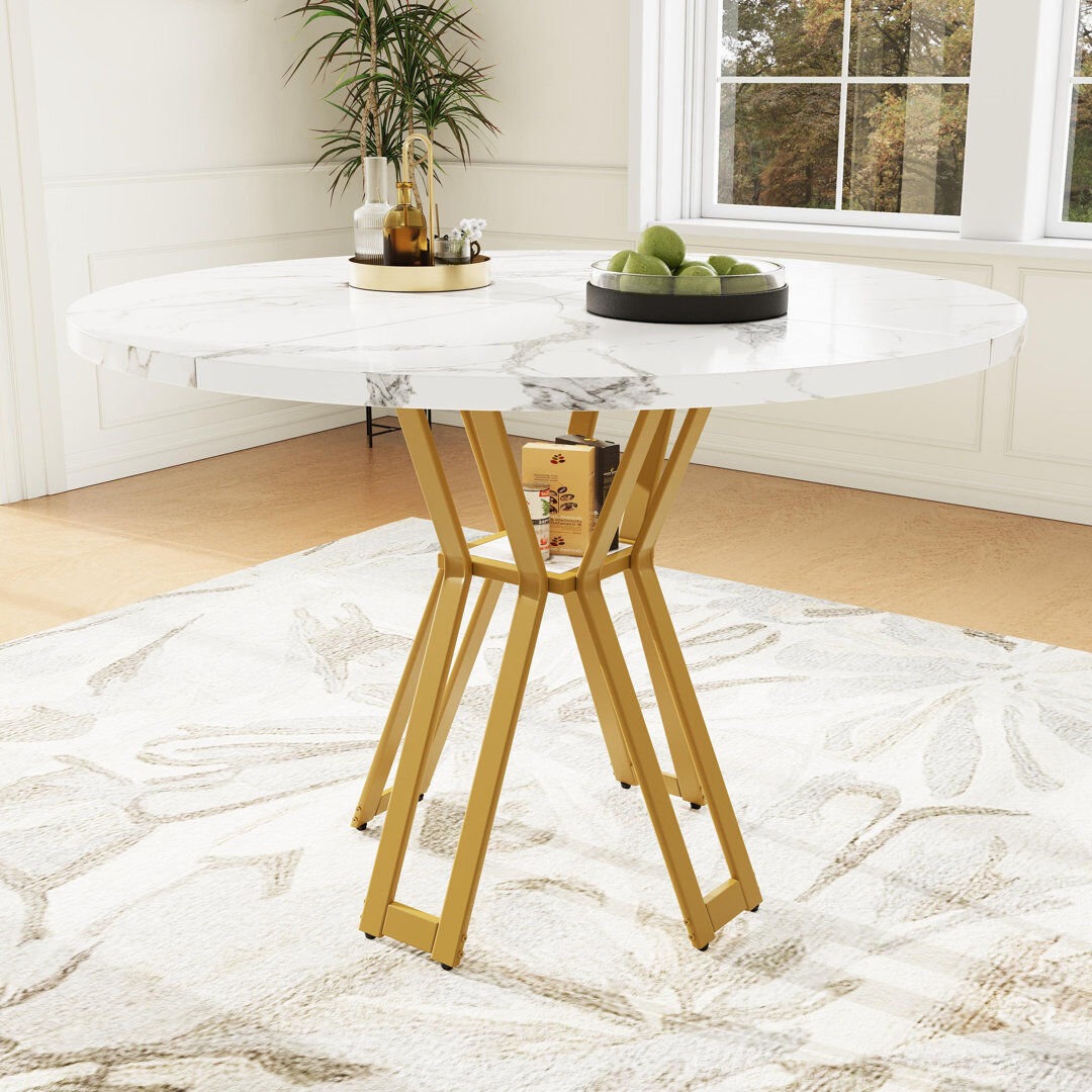 Fairmont Park 100 cm Round Dining Table with Steel Base Gold
