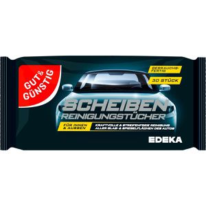 Gut&Günstig Reinigungstücher Scheibenreinigung, feucht, für Fahrzeugscheiben, im Softpack, 30 Tücher