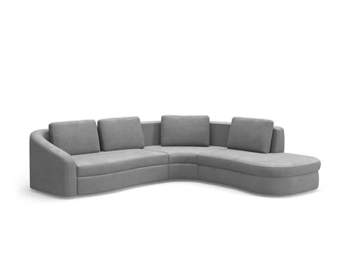 Cavadore Ecksofa Jawa / Bodennahe Eckcouch mit Sofa 2,5-sitzig und Trapezecke rechtwinklig (90 Grad) / 303 x 88 x 274 / Flachgewebe, Grau
