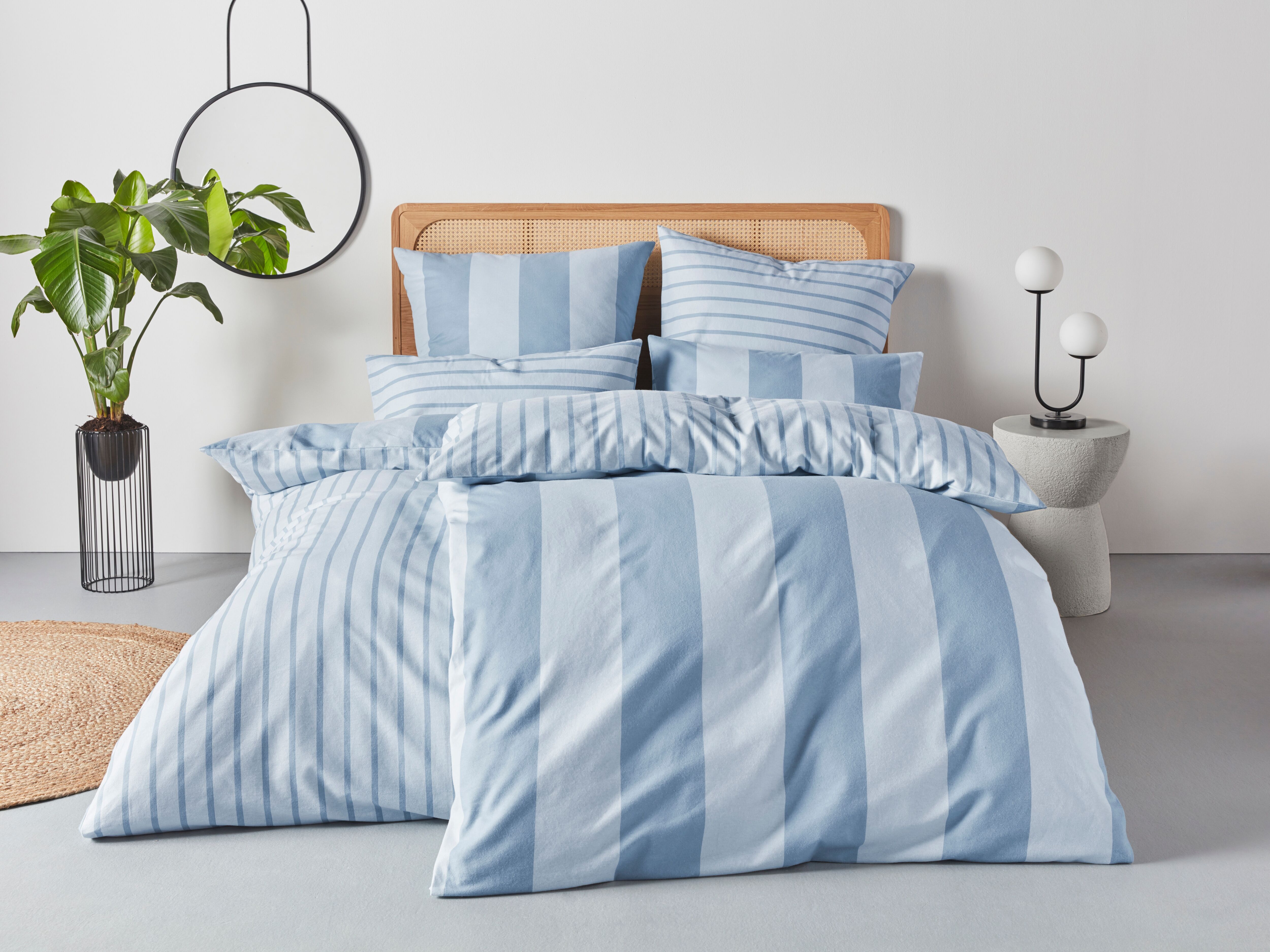 Wendebettwäsche GOODPRODUCT "Sari in verschiedenen Qualitäten", blau, B/L: 200cm x 200cm, 1 Stk., 2 Stk., Linon, B/L: 80cm x 80cm & 80cm x 80cm, 3 Stk., Linon, Obermaterial: 100% Baumwolle, Bettwäsche, Wendebettwäsche, ab Gr. 135x200 cm, Wendedesign, mode