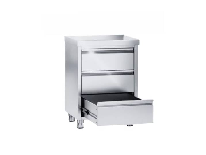 VM Europa - Gastro Arbeitsschrank mit Schubladen - 50 x 60 cm - Freistehend mit 1 x 3 Schubladen - AISI 430 Edelstahl - Edelstahlschrank Küchenmöbel Gastro Schrank