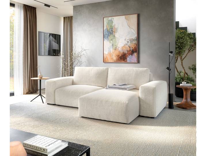Ecksofa Lanzo 230x155 cm Strukturstoff Soft Beige Recamiere variabel, Ecksofas