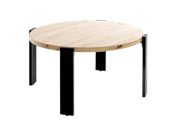 HAKU Couchtisch Eiche hell, schwarz, MDF, Metall - Maße: H 42 x Ø 75 cm, Style: Modern