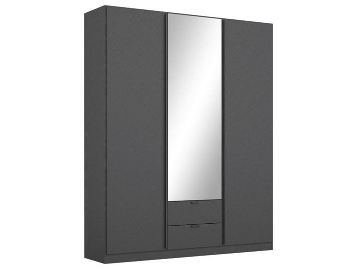 Rauch Möbel Drehtürenschrank, Grau, 2 Fächer, 2 Schublade(n) Schubladen, 136x197x54 cm, Blauer Engel, RAL Testat, Goldenes M, Made in Germany, in verschiedenen Größen erhältlich, Schrankfront mit Spiegel, Schlafzimmer, Kleiderschränke, Drehtürenschränke