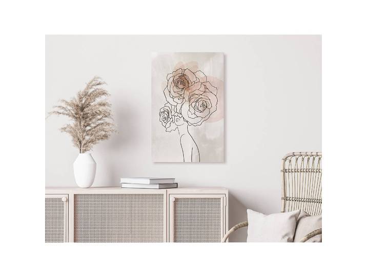 Wandbild Anna and Roses Leinen Beige 40 x 60cm