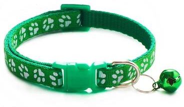 Uplift Essentials Adjustable Cute Paw Print Cat Collar With Bell green