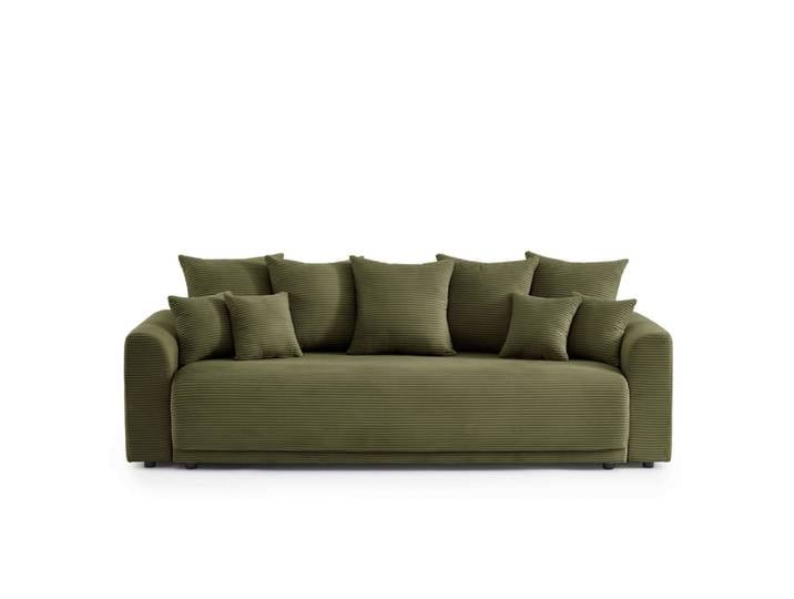 Canapé droit convertible velours 3 places vert